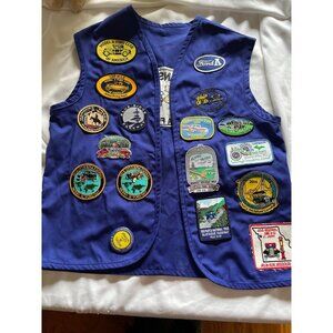 Vintage Kansas Model A Ford Club Vest W/ Patches Blue Unisex